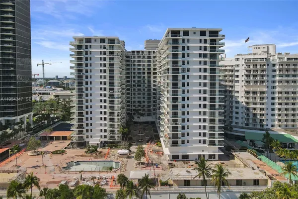 a city view with tall buildings