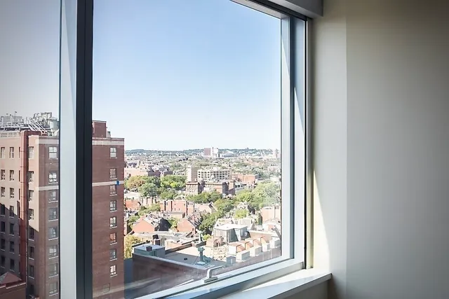 a view of a glass door