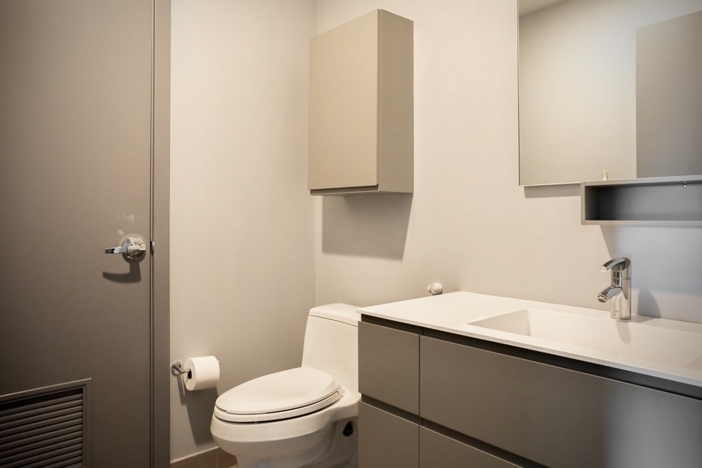 110 Stuart Street, Unit 16H Boston, MA 02116 - Photo 10 of 17 a bathroom with a sink a toilet and vanity