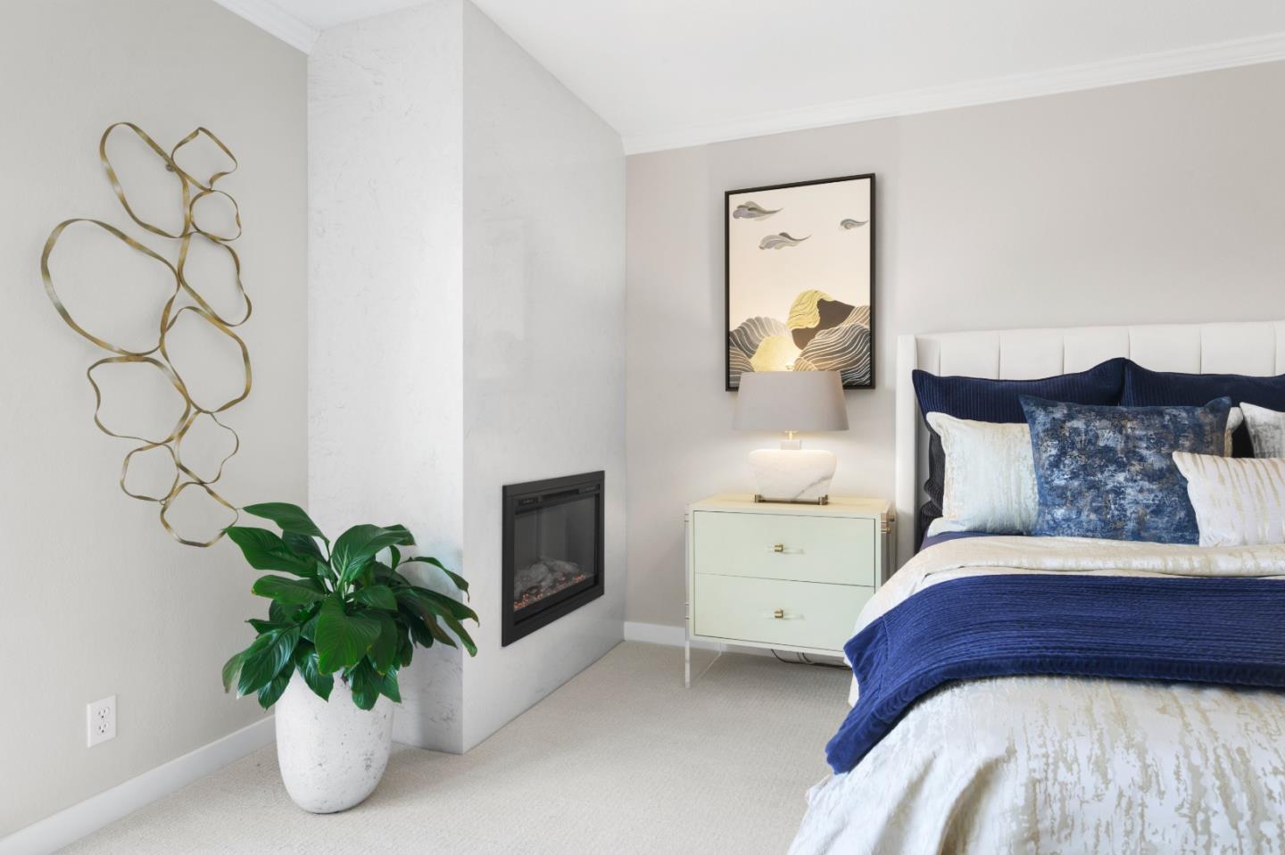 415 Roberts Road Pacifica, CA 94044 - Photo 42 of 69 a bedroom with a bed and a potted plant