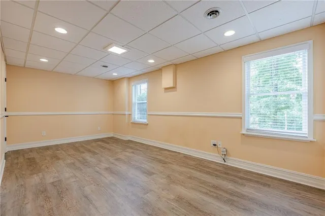 a backyard of a house with lots of green space