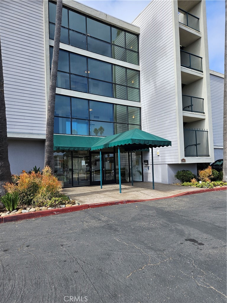 a front view of a building with street