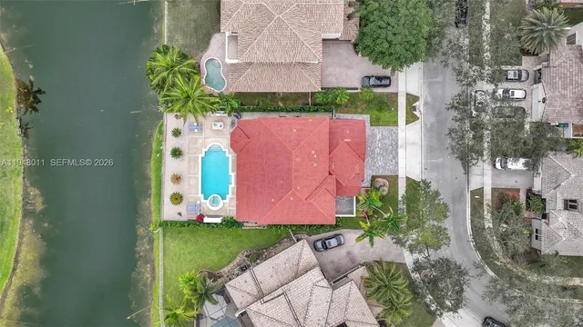 an aerial view of a house