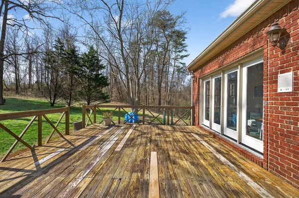 a backyard of a house with chairs and a tree
