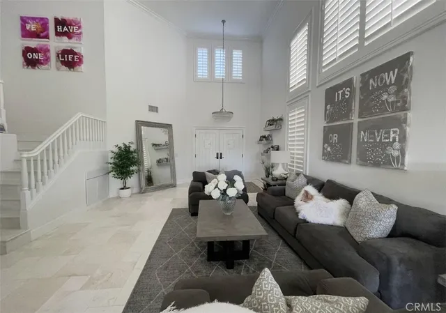 a living room with furniture