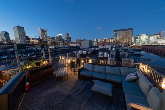 a view of a terrace with couches