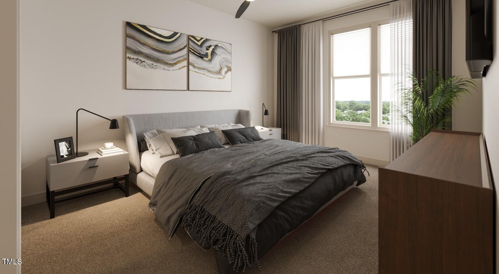 1821 Chatham Flats Drive, Unit A1 Apex, NC 27502 - Photo 8 of 12 a bedroom with a bed and a window