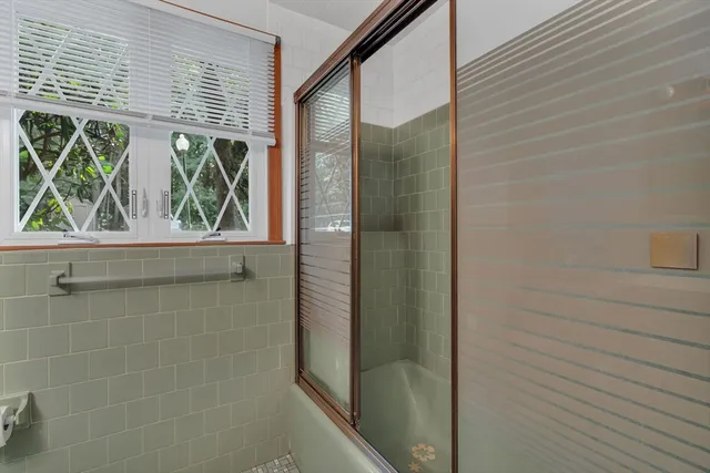 a bathroom with a window