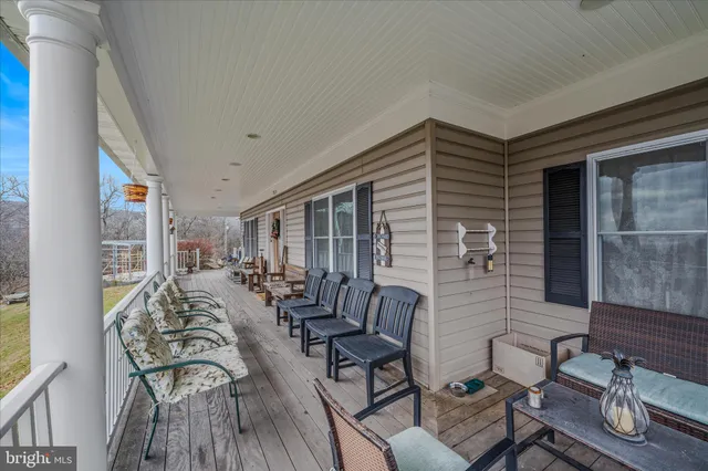 a view of a balcony with couch