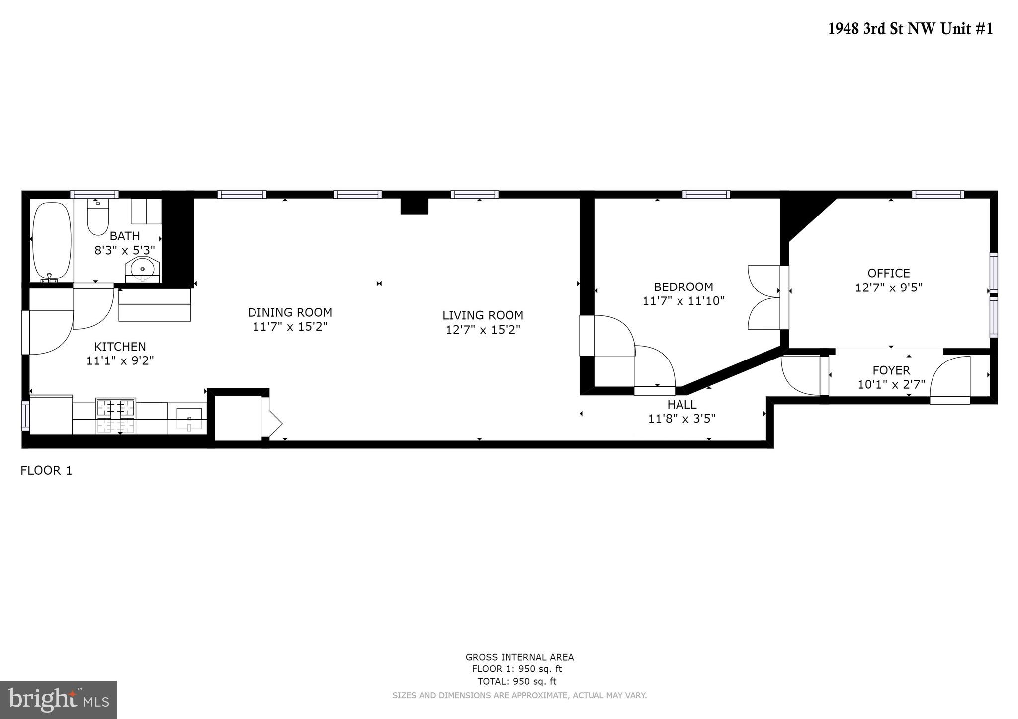 1948 3rd Street Northwest Washington, DC 20001 - Photo 30 of 32 Unit #1 Floor Plan