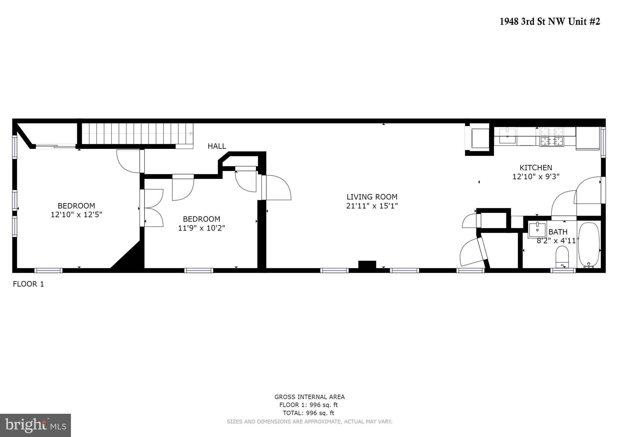 1948 3rd Street Northwest Washington, DC 20001 - Photo 31 of 32 Unit @2 Floor Plan