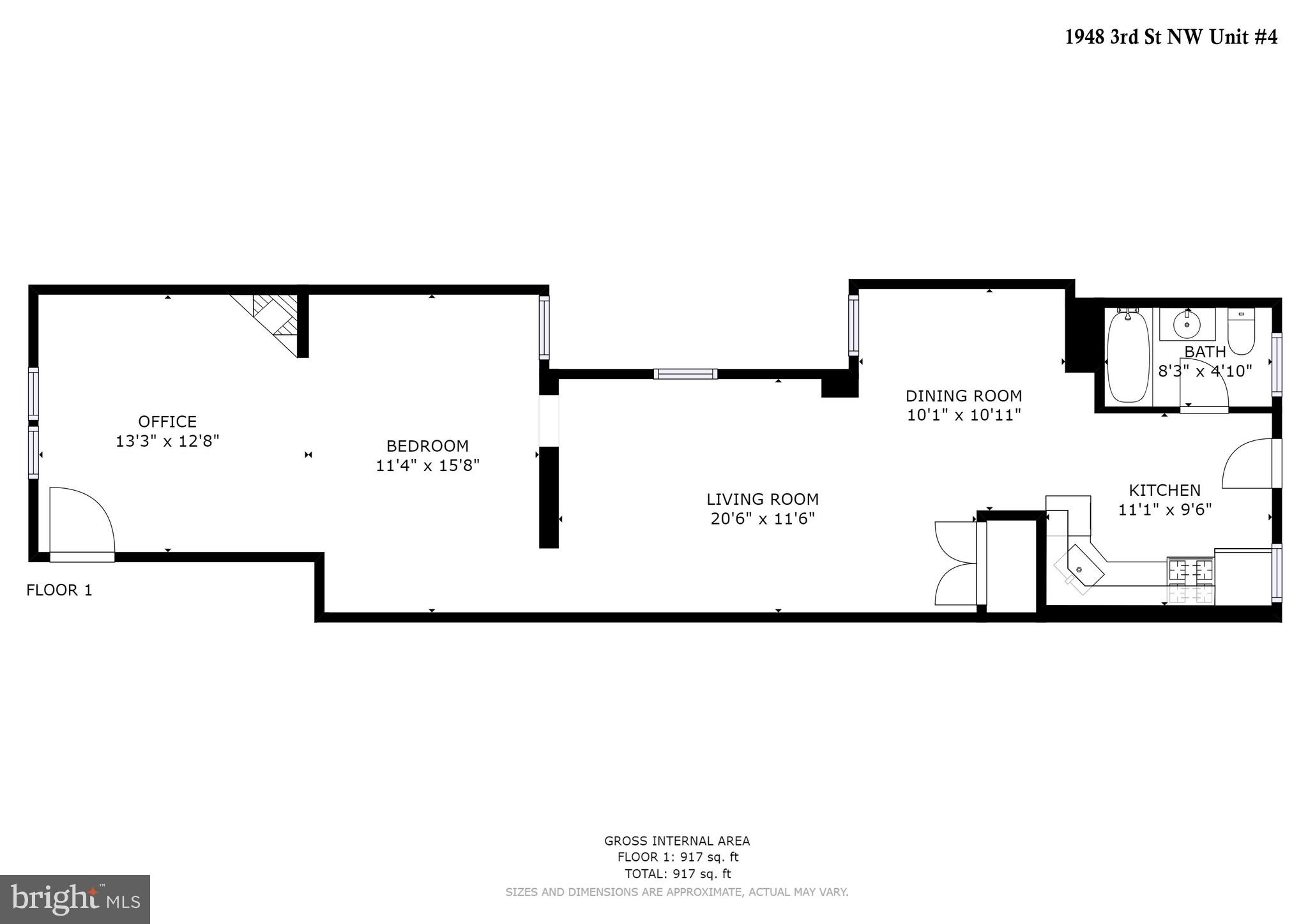 1948 3rd Street Northwest Washington, DC 20001 - Photo 32 of 32 Unit #4 Floor Plan