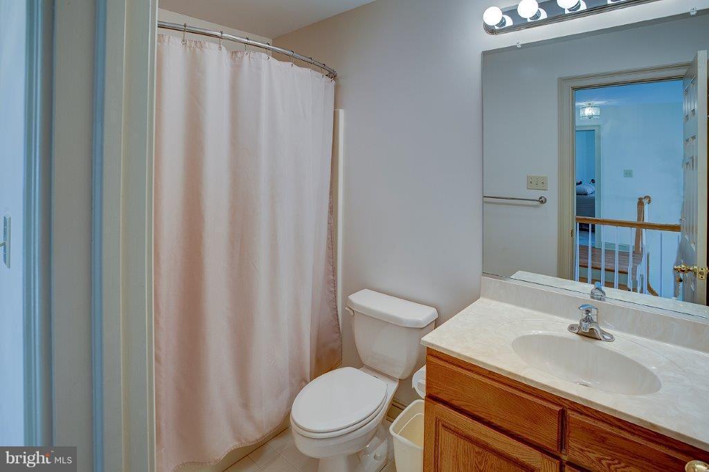 17991 Raven Rocks Road Bluemont, VA 20135 - Photo 21 of 30 a bathroom with a sink a toilet a mirror and shower curtain