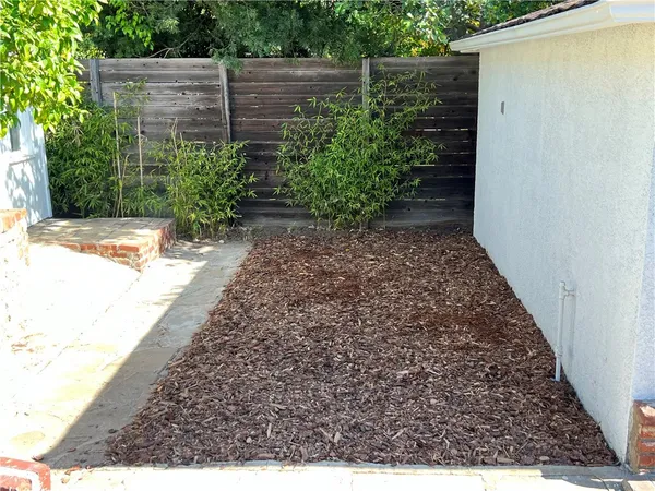 a view of a backyard with plants
