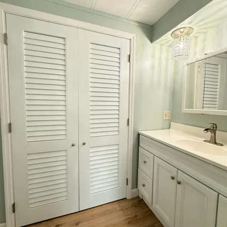 a view of a balcony with an outdoor space