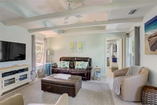 an aerial view of city and lake