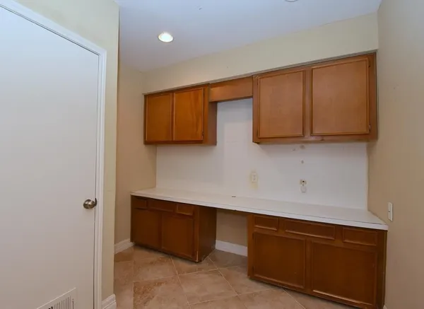 a room with cabinets