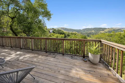 a view of a deck with a chair