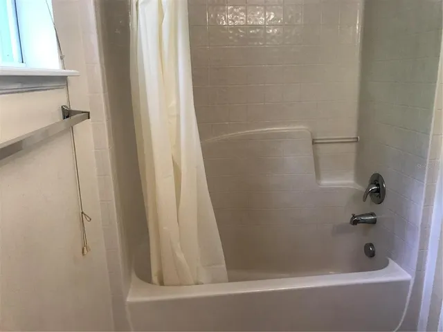 a bathroom with a bathtub