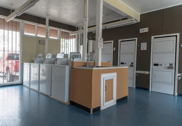 a view of a park with a fountain