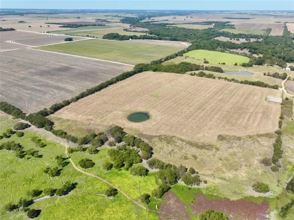 an aerial view of a backyard
