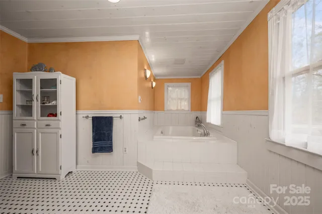 a bathroom with a sink toilet a mirror and bathtub