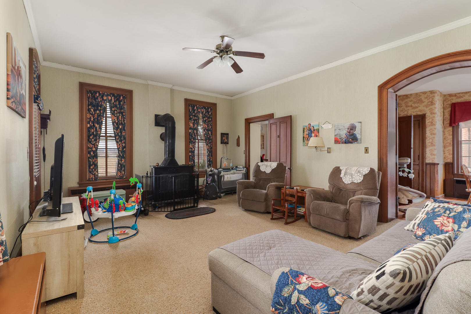367 Horner Road Armington, IL 61721 - Photo 14 of 50 a living room with furniture and a flat screen tv