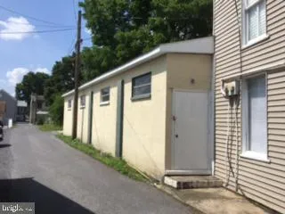 a porch with seating space