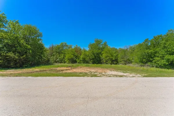 a view of swimming pool with a yard and large trees