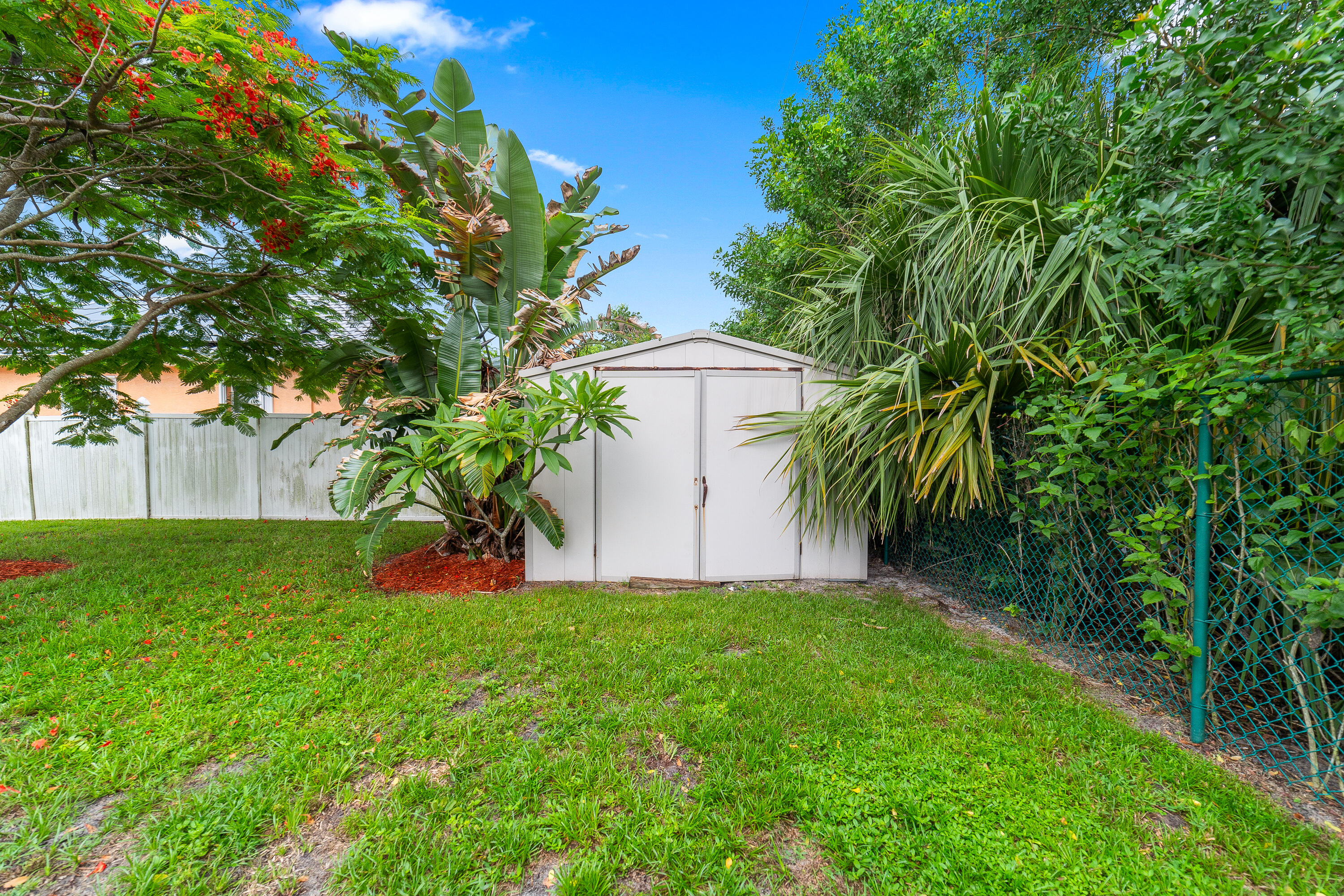 4292 Southwest Whitebread Road Port St. Lucie, FL 34953 - Photo 21 of 28 a view of a yard with plants and a large tree