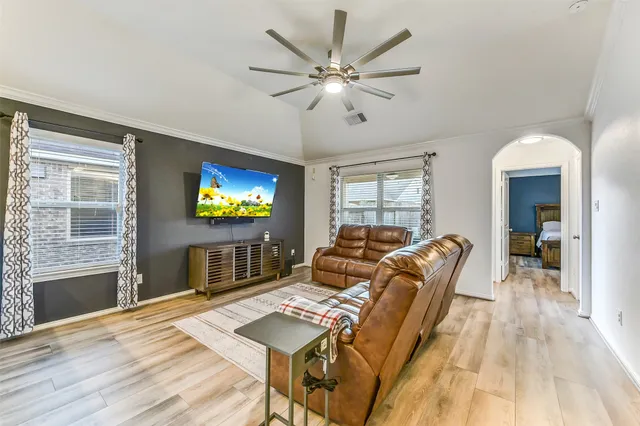 a living room with furniture and a flat screen tv
