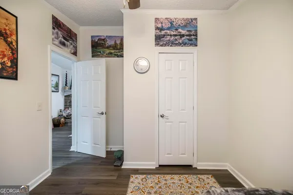 a view of a hallway with elevator