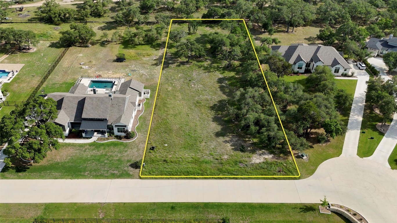 1355 Bunker Rnch Boulevard Dripping Springs, TX 78620 - Photo 1 of 1 Aerial overview of property's location with property parcel outlined