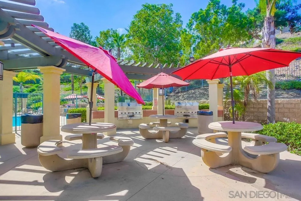 4115 Karst Road Carlsbad, CA 92010 - Photo 38 of 43 a patio with couches table and chairs under an umbrella