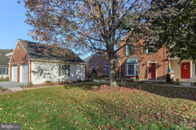 a view of a yard with a large tree
