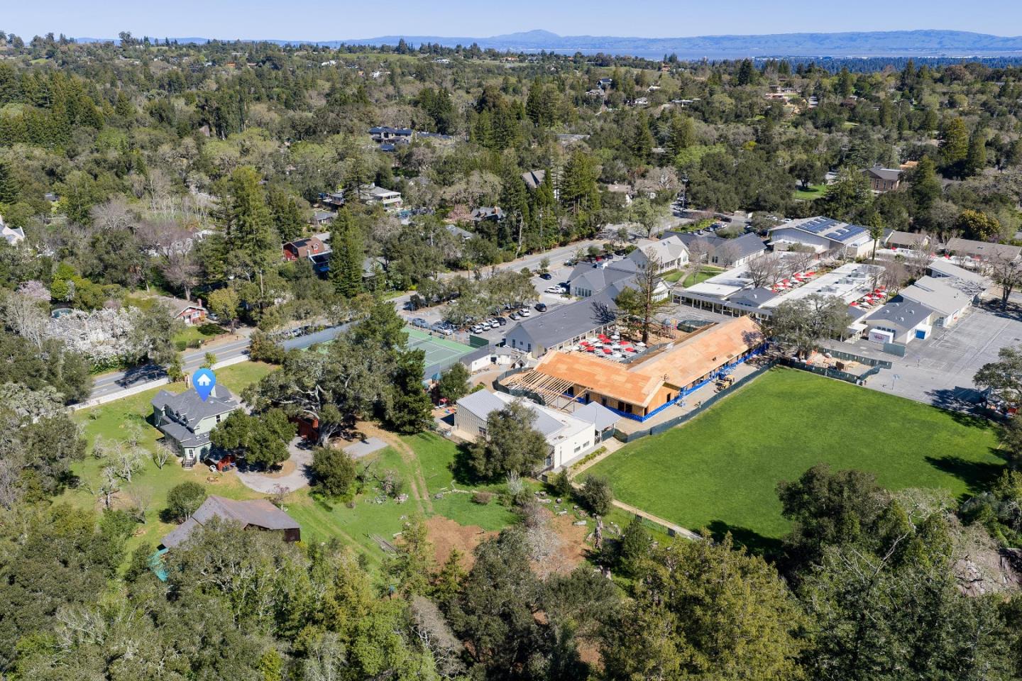 3215 Woodside Road Woodside, CA 94062 - Photo 19 of 24 an aerial view of residential houses with outdoor space and trees