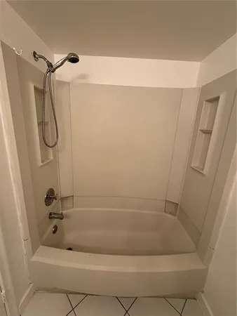 a bathroom with a bathtub