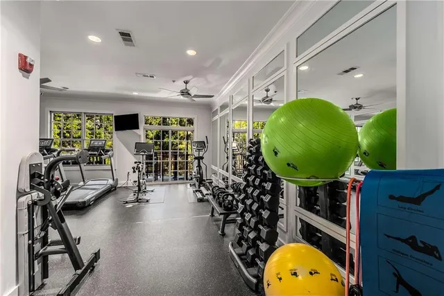 a view of a room with gym equipment