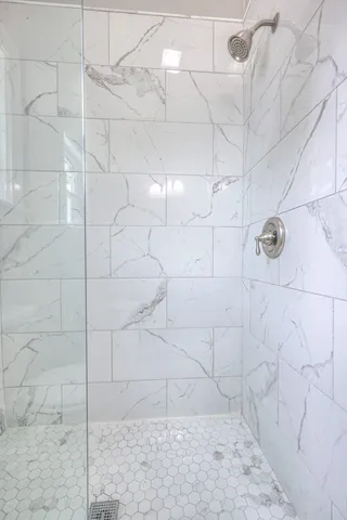 a bathroom with a shower