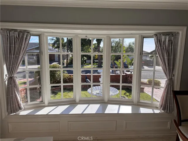 a view of a balcony from a window