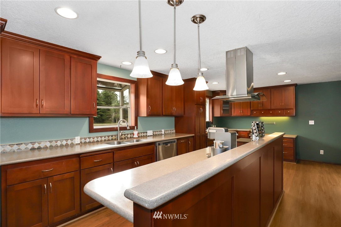 19206 Loganberry Street Southwest Rochester, WA 98579 - Photo 16 of 39 a kitchen with stainless steel appliances a sink a counter space and cabinets