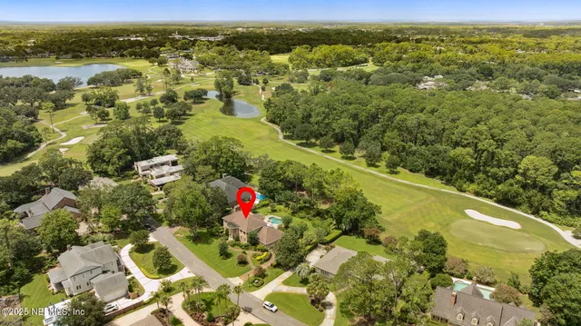 an aerial view of a house