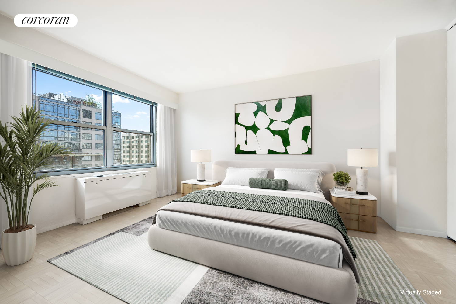 360 East 72nd Street, Unit C2003 Manhattan, NY 10021 - Photo 3 of 22 a bedroom with a bed and a large window