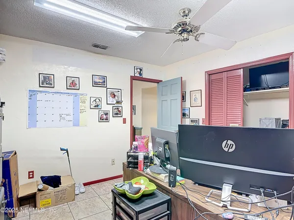 a workspace with furniture