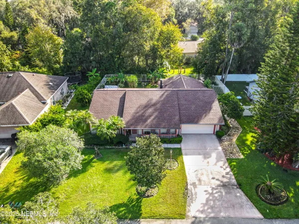 an aerial view of a house