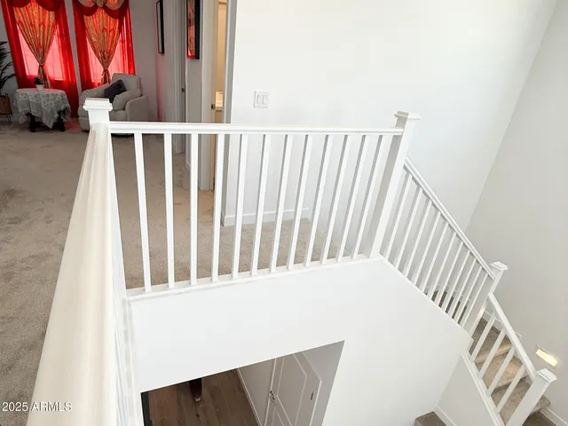 a view of wooden staircase