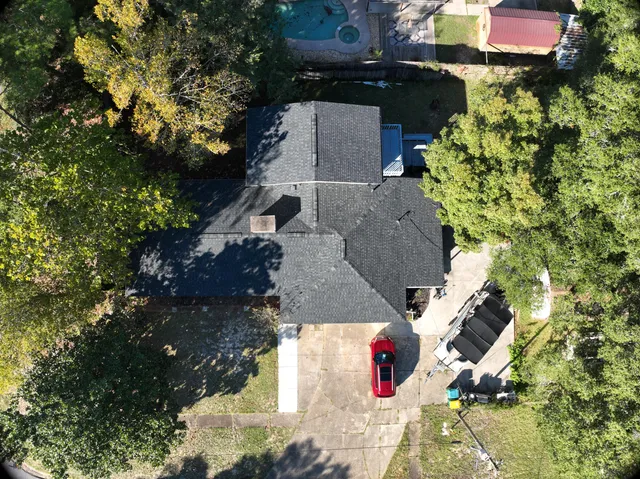 an aerial view of a houses