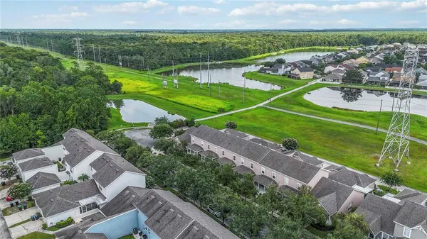 an aerial view of a house