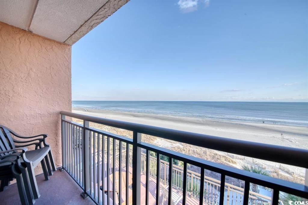 6900 North Ocean Boulevard, Unit 611 Myrtle Beach, SC 29572 - Photo 8 of 17 Balcony featuring view of water and beach
