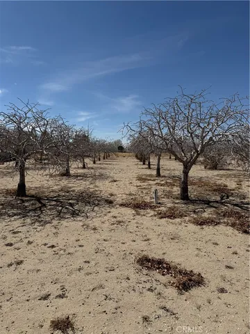 a view of dirt road with a building in the background